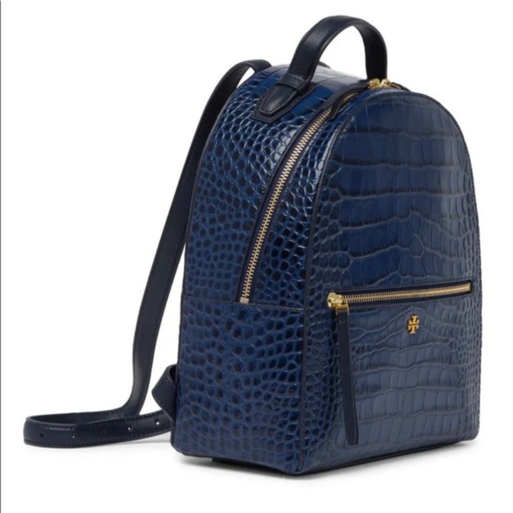 NWT - Tory Burch Croc Embossed Blue Backpack! - Picture 6 of 6